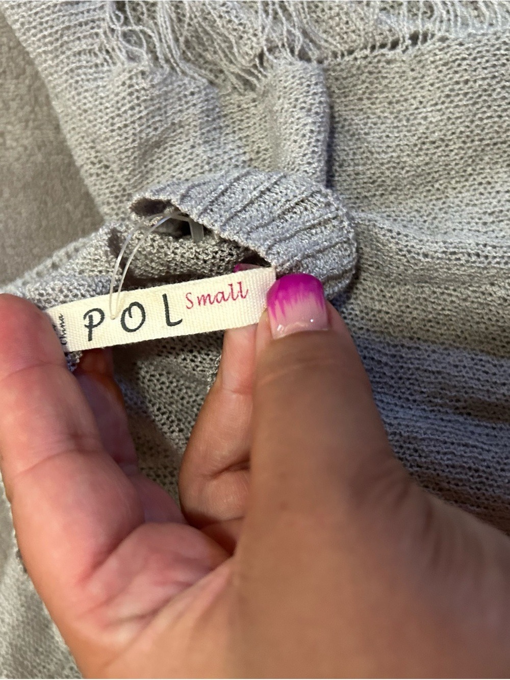 POL Gray Distressed Knit sweater - Picture 4 of 5